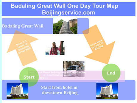 Badaling Great Wall one day tour map