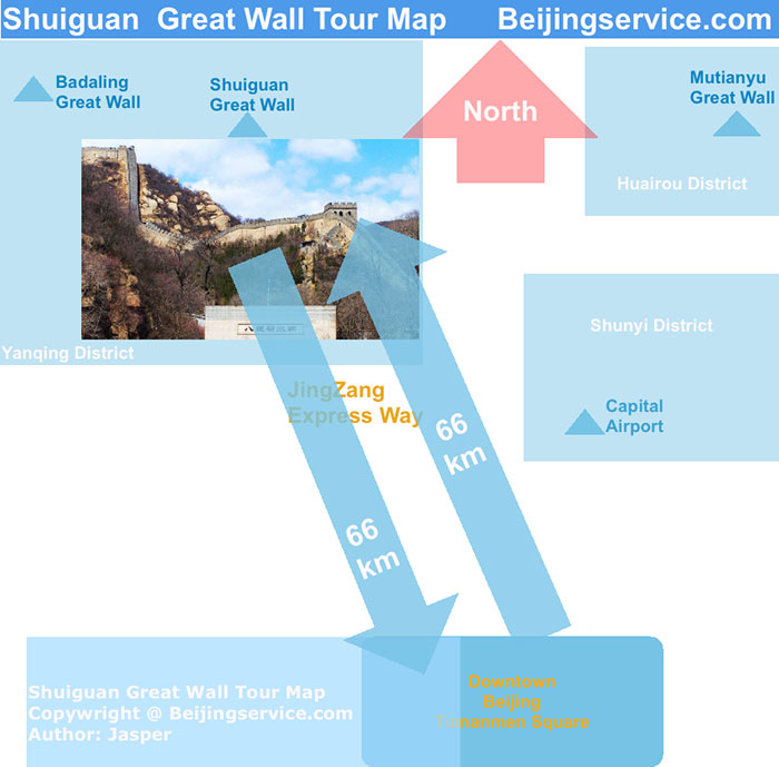 Shuiguan Great Wall tour map