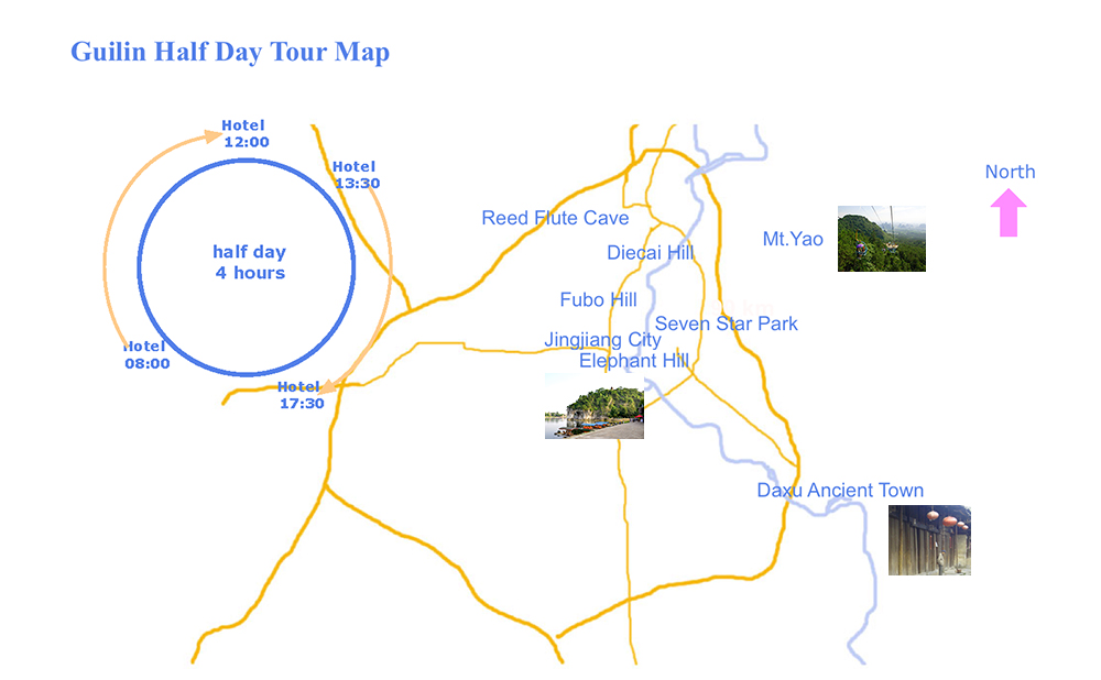 Guilin Half Day Tour map