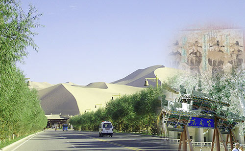 photo of Dunhuang 1 Day Private Tour to Echoing-Sand Mountain Crescent Moon Lake and Mogao Grottoes