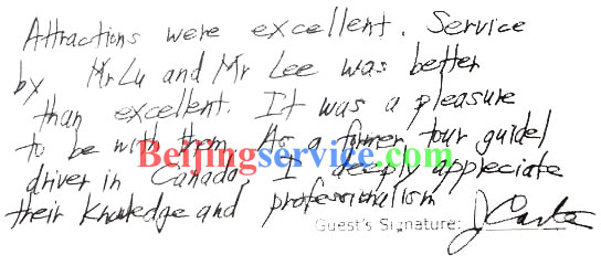 Testimonial of Canada tour guide