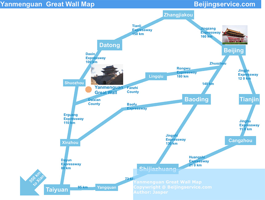 Yanmenguan Great Wall Map