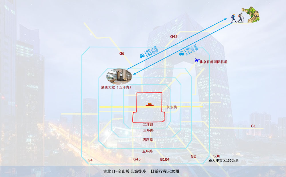 Map of 古北口金山岭徒步一日游